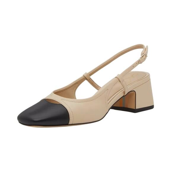 Sam Edelman Womens Tarra Slingback Pumps US 6 M Tan Black Leather NIB - Picture 1 of 13